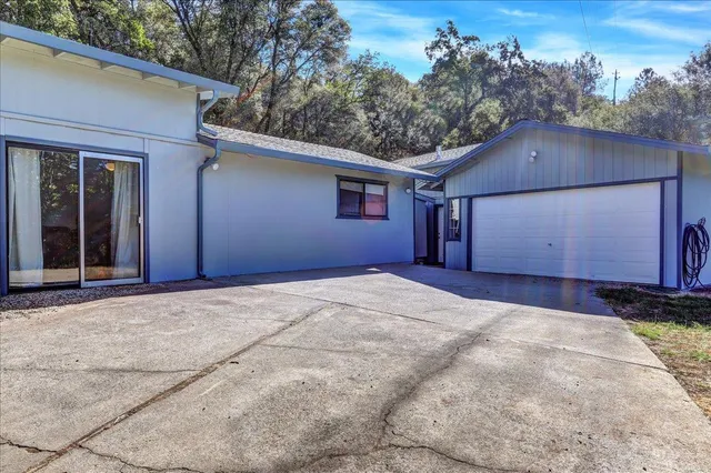 a view of a yard with a tree