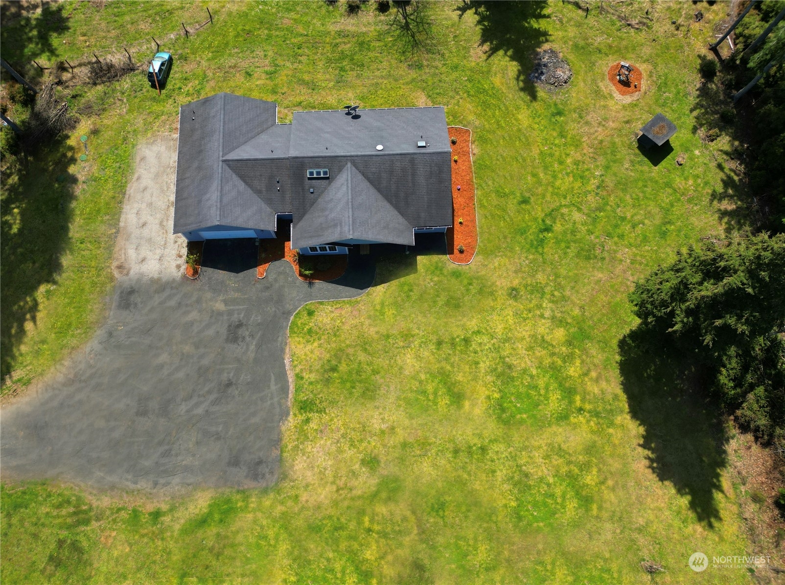 742 East Thornton Road Shelton, WA 98584 - Photo 3 of 39 an aerial view of residential house with swimming pool and lawn chairs