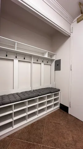 a bathroom with a window