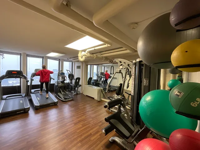 a view of a room with gym equipment