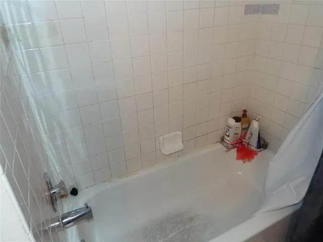 a bathroom with a tub