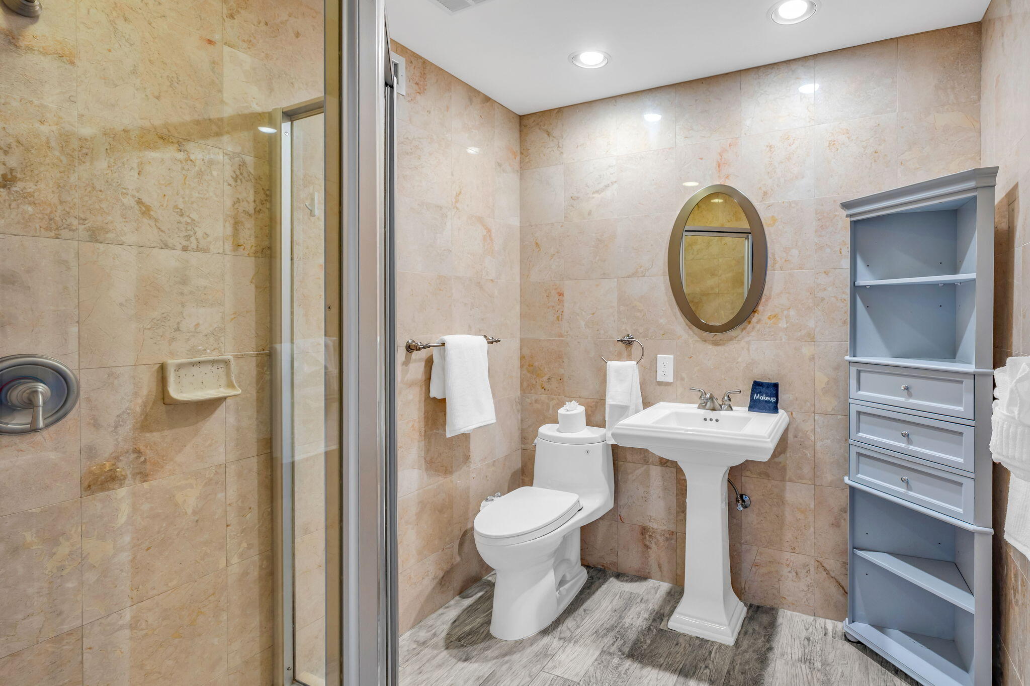 600 12th Street Key Colony Beach, FL 33051 - Photo 16 of 40 a bathroom with a toilet a sink and a shower