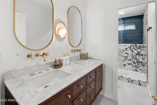 a view of a swimming pool with a lounge chairs