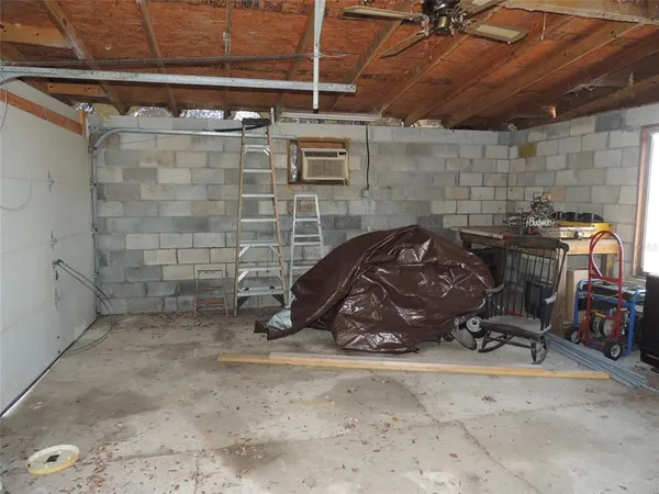 a car parked in a garage