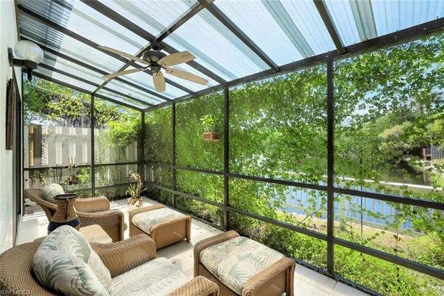 a balcony with furniture