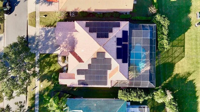 an aerial view of a house
