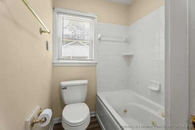 a bathroom with a bathtub