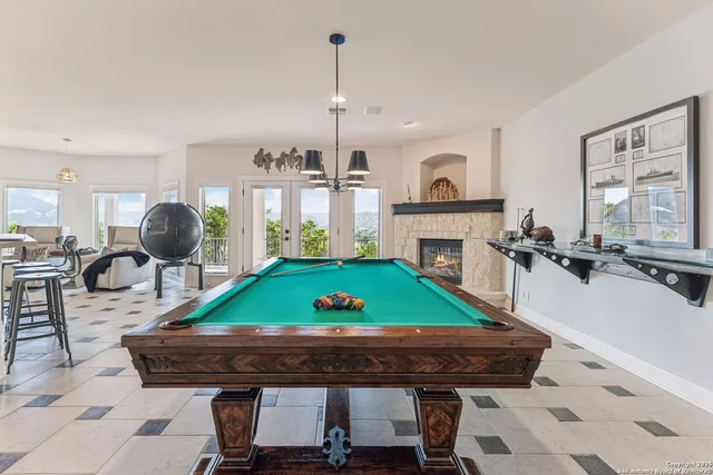 a table and chairs in a room