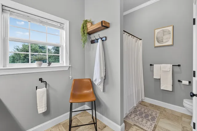 a front view of a house with a garden and plants