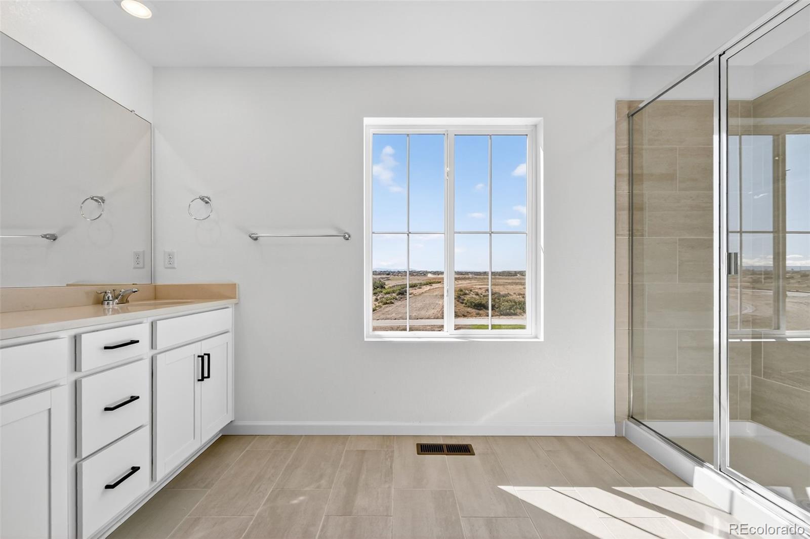 4297 Ridgewalk Point Castle Rock, CO 80108 - Photo 6 of 50 a bathroom with a granite countertop sink mirror and double