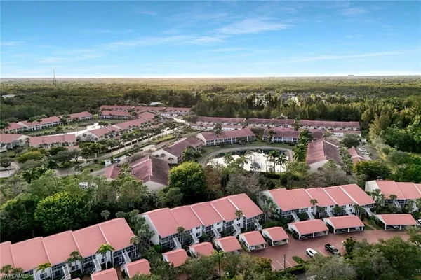 an aerial view of residential building and street