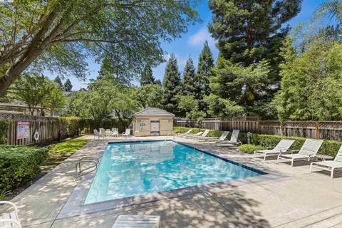 a view of a yard with a patio