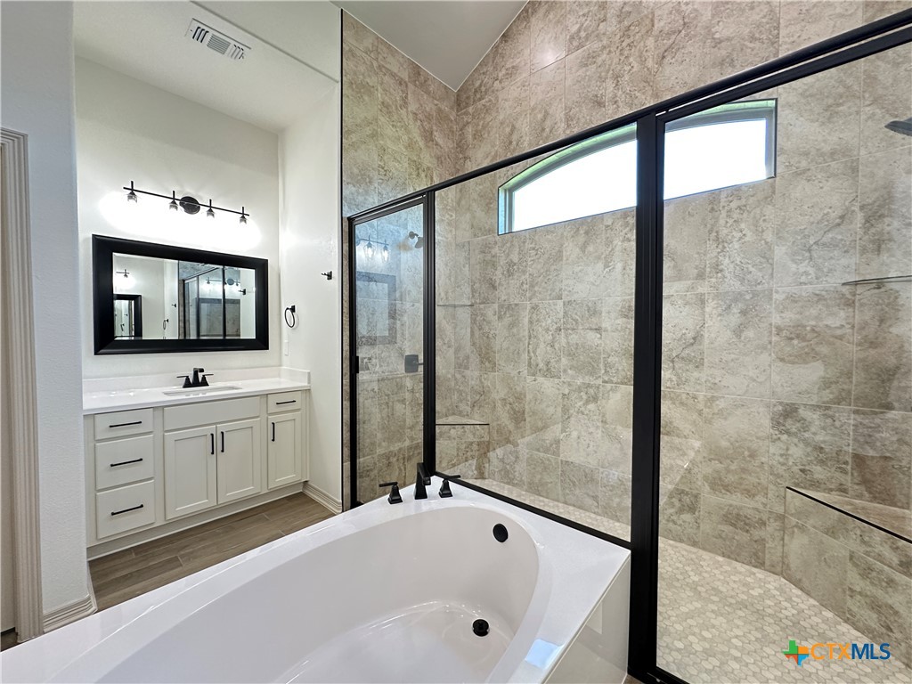 4521 Agave Trail Temple, TX 76502 - Photo 15 of 25 a bathroom with a tub a sink and a large mirror