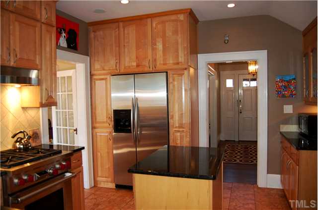 118 Hudson Street Raleigh, NC 27608 - Photo 6 of 12 Another view of this superb kitchen with island, builtin refrigerator,recessed lights and more!!!