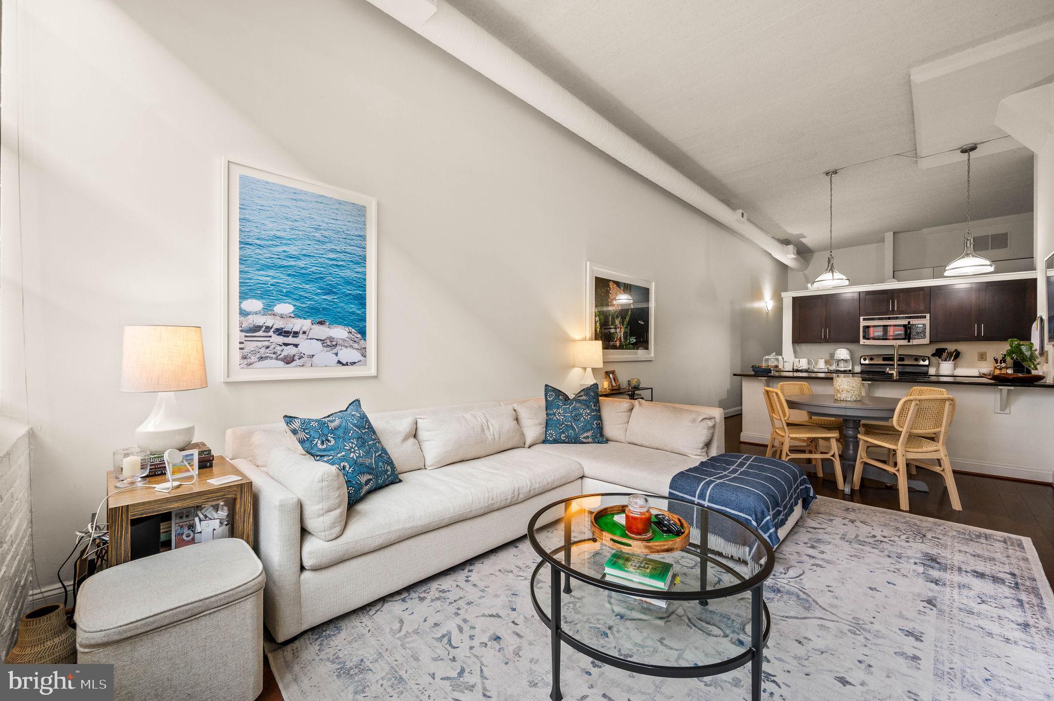 2429 Locust Street, Unit 409 Philadelphia, PA 19103 - Photo 3 of 25 a living room with furniture a rug and a flat screen tv
