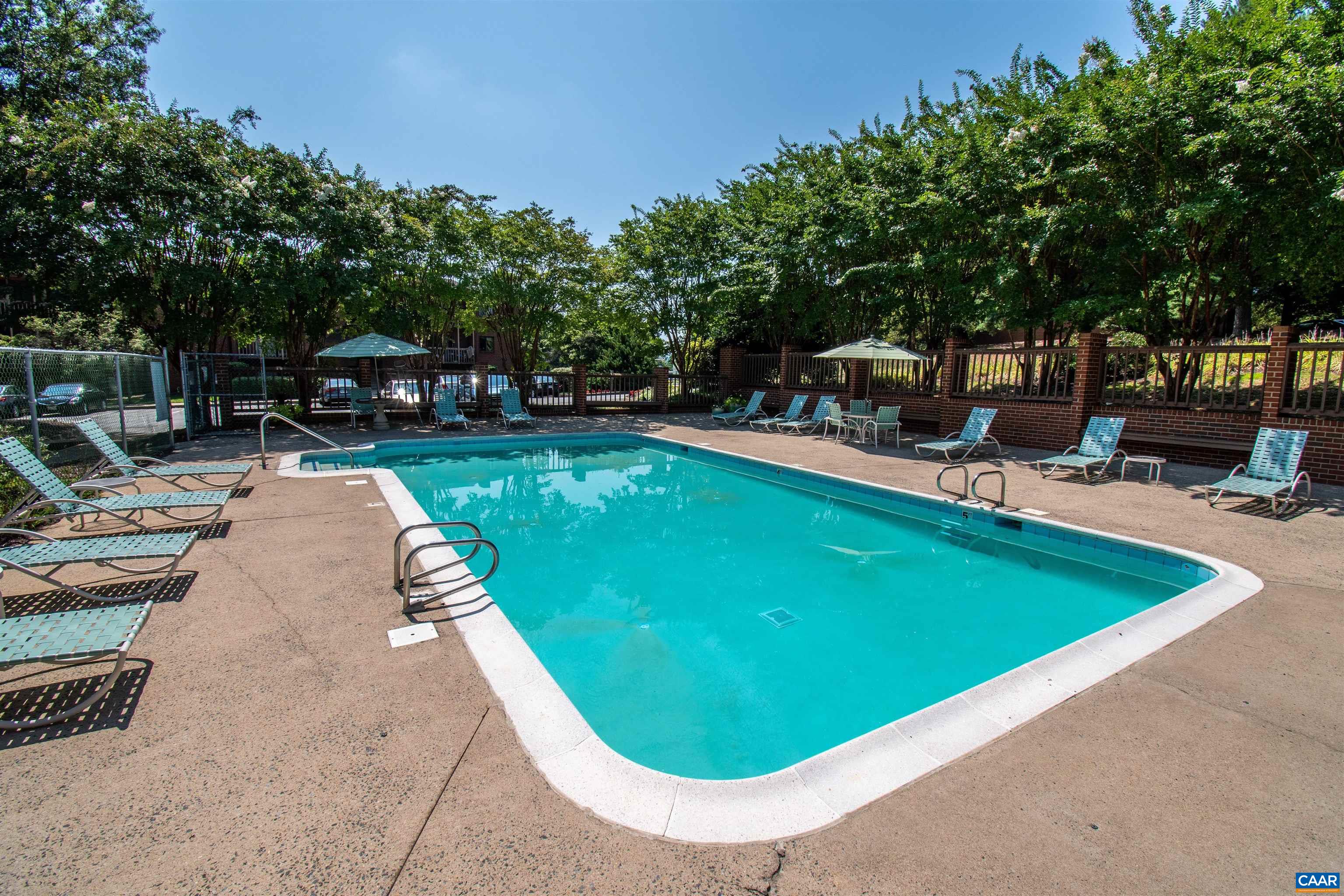 109 Turtle Creek Road, Unit 7 Charlottesville, VA 22901 - Photo 5 of 27 a view of a swimming pool with lawn chairs and plants