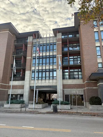 a view of a building and a street