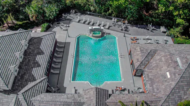 aerial view of a house with outdoor space