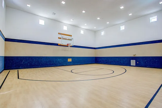 a room with gym equipment