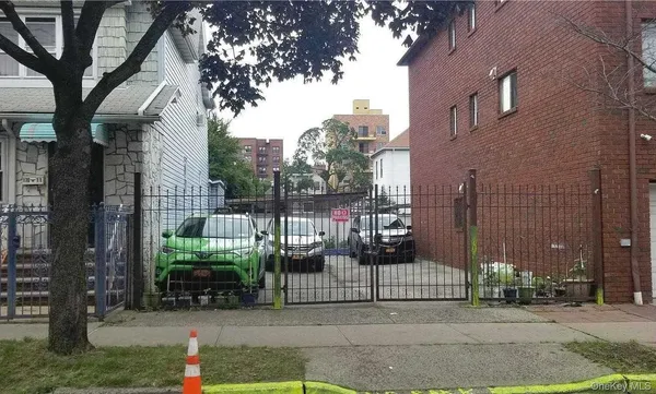 a view of a building from a patio