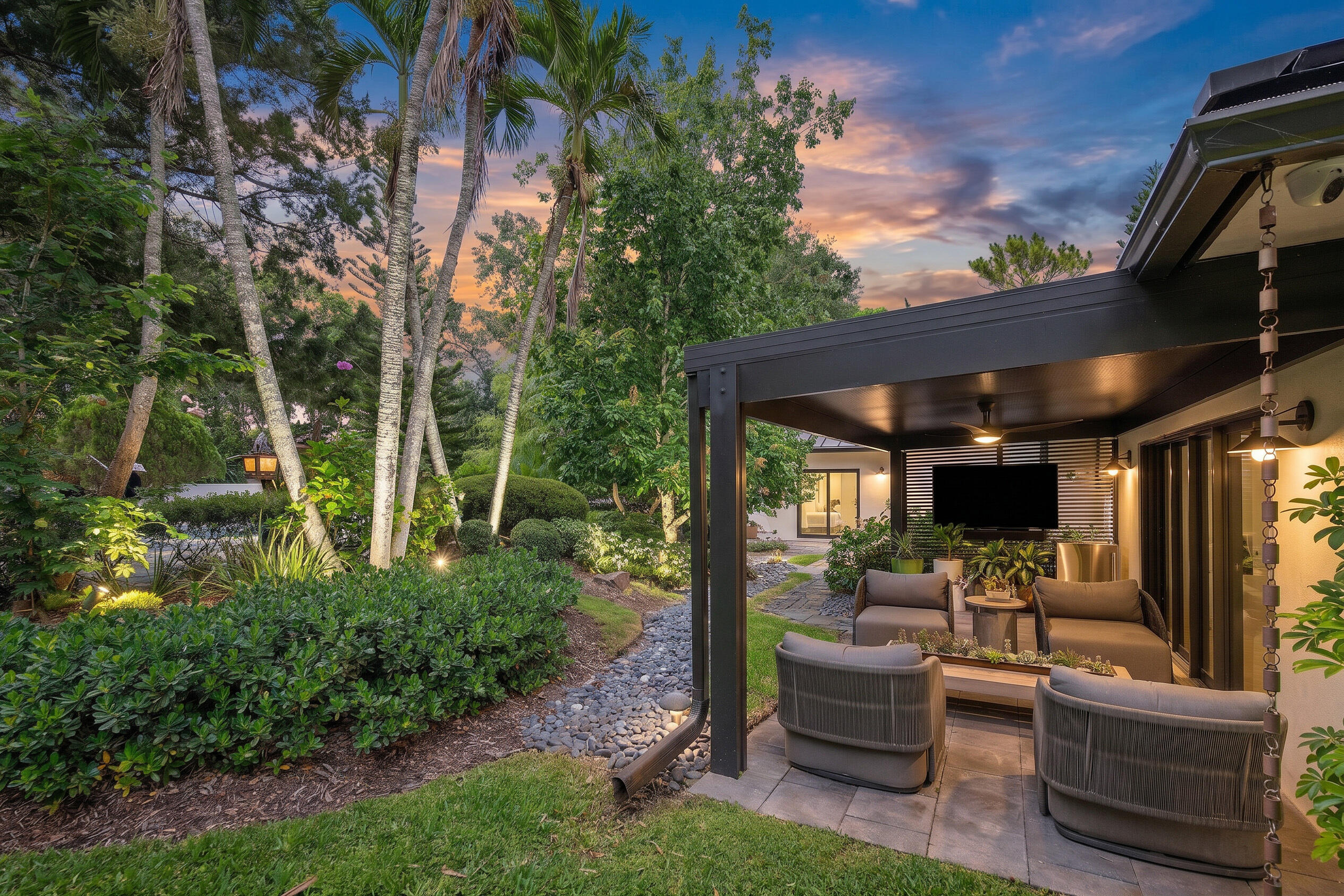 18660 Long Lake Drive Boca Raton, FL 33496 - Photo 74 of 75 a view of a patio with couches chairs and a yard