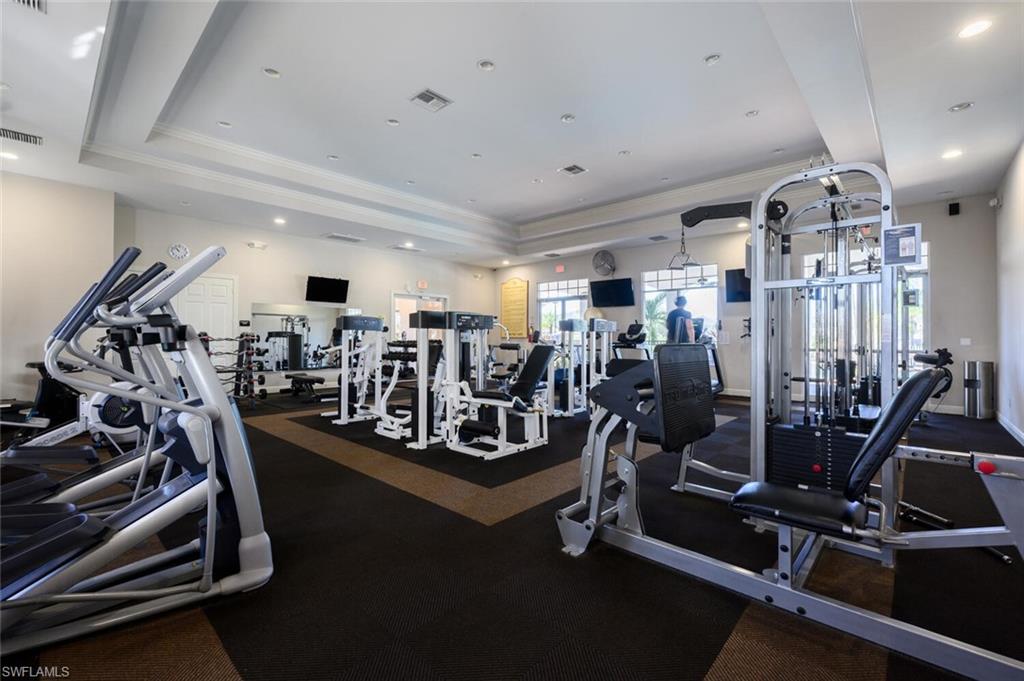 14978 Summit Pl Circle Naples, FL 34119 - Photo 30 of 35 Workout area featuring ornamental molding and recessed lighting
