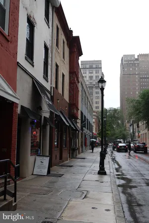 a front view of a building with street view