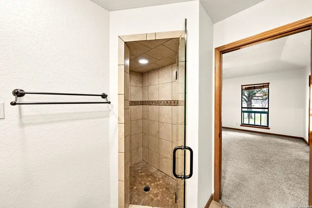 a bathroom with a shower