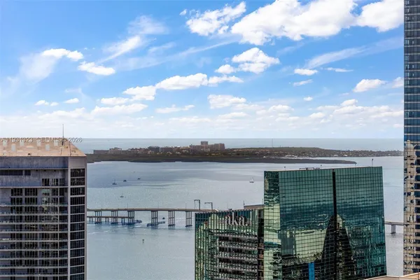 a view of a lake and building