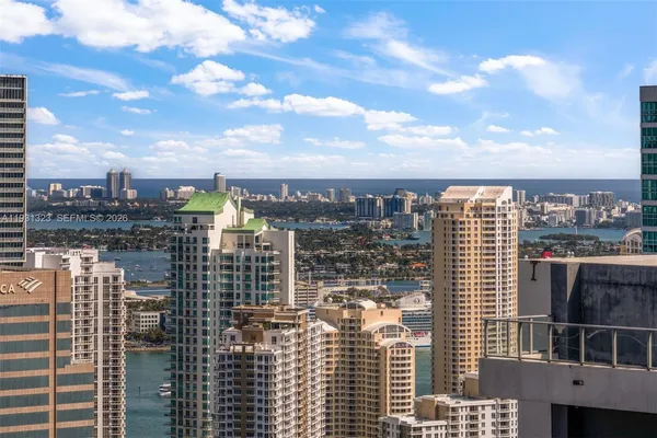 a view of a balcony with city view
