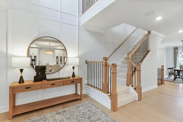 a view of hall way with furniture