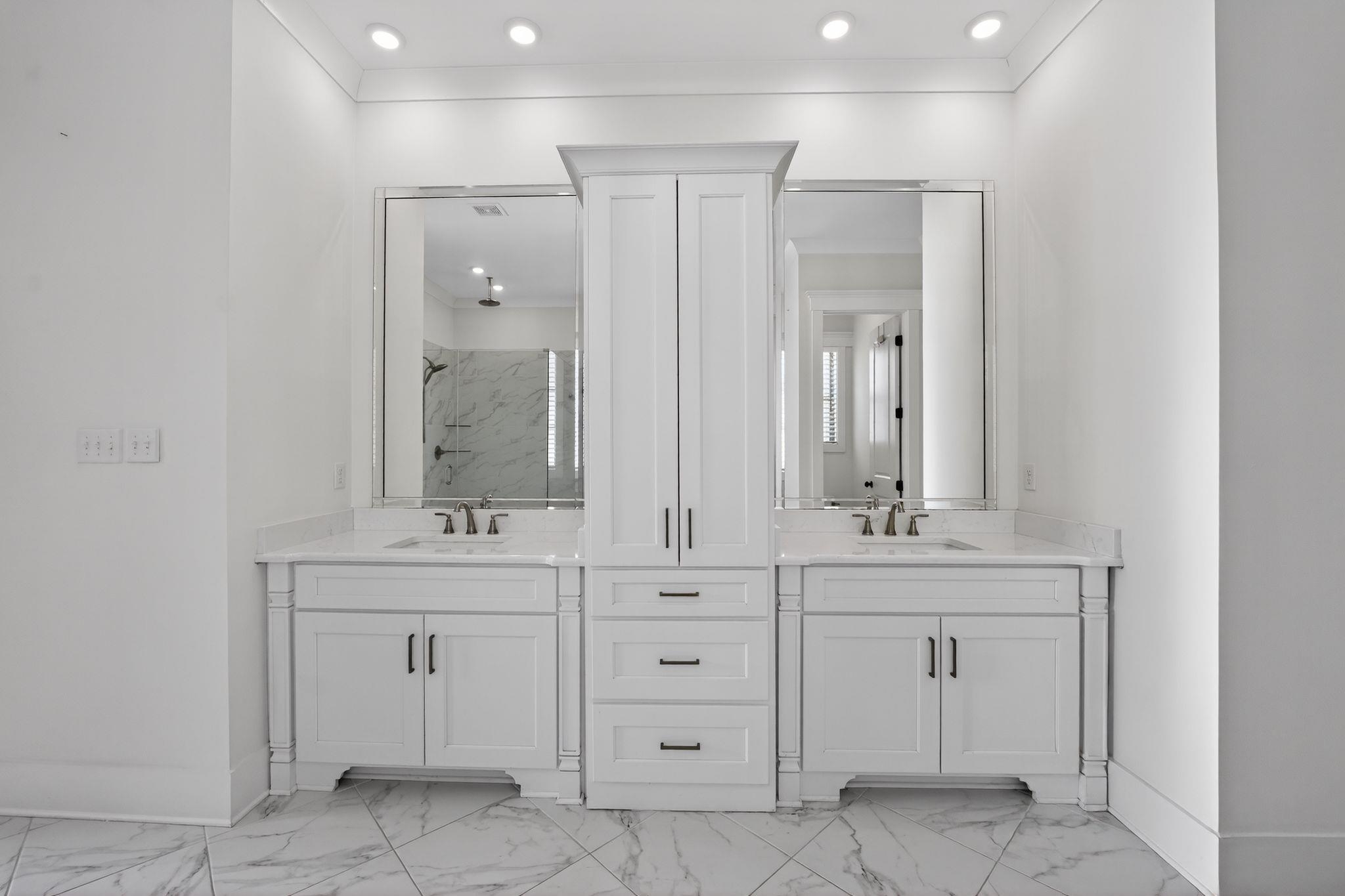 1421 Peyton Run Loop South Collierville, TN 38017 - Photo 18 of 29 Full bath with a marble finish shower, vanity, light marble finish floors, and recessed lighting