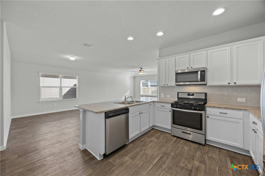 118 Rochester Lane Hutto, TX 78634 - Photo 12 of 33 a kitchen with a stove a sink and a microwave