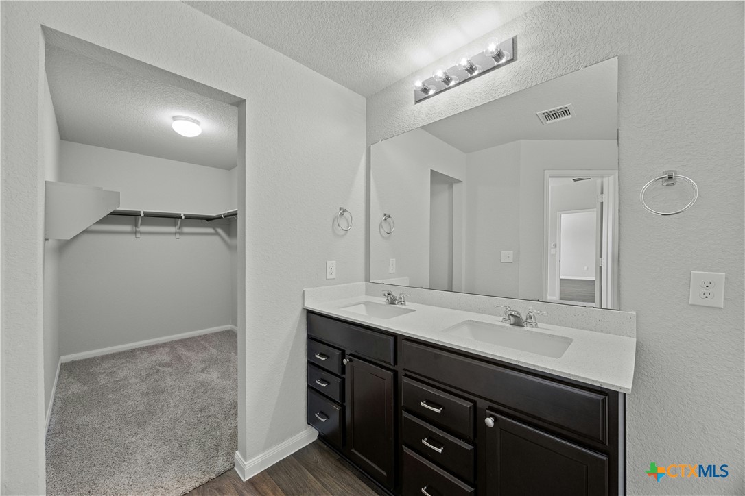 118 Rochester Lane Hutto, TX 78634 - Photo 18 of 33 a bathroom with a sink double vanity and a mirror
