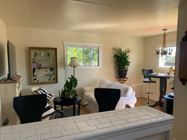 a living room with furniture