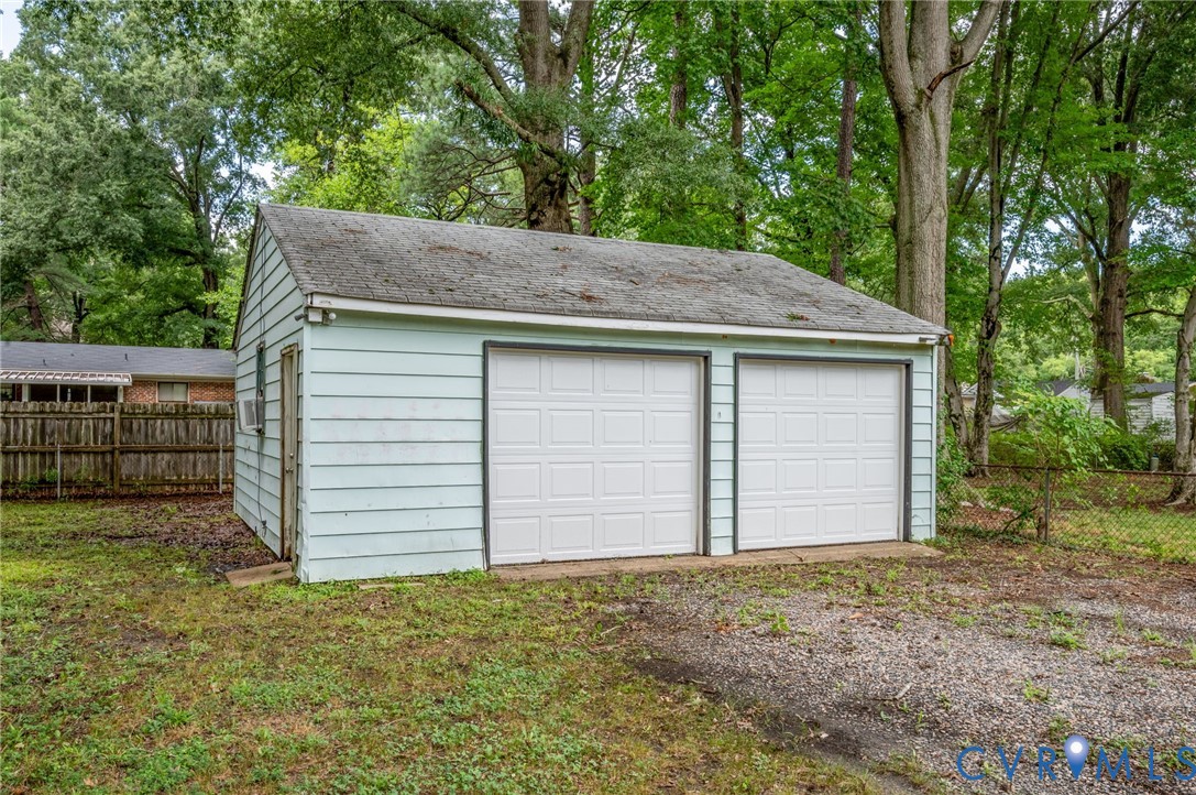 5322 Germain Road Richmond, VA 23224 - Photo 22 of 22 Detached two-car garage with light blue siding and