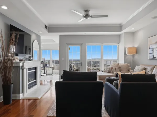a view of a balcony with an ocean view