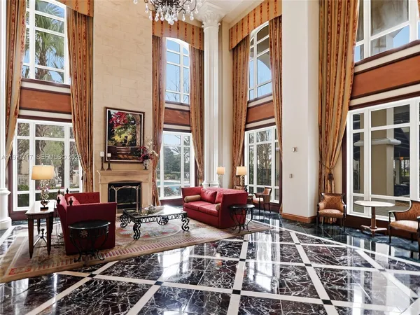 a view of a blue door with a window
