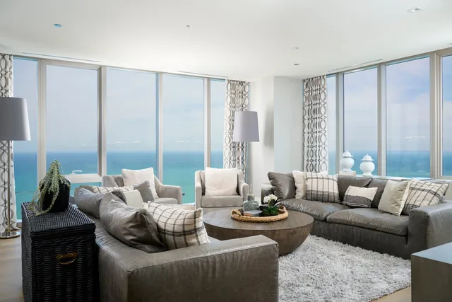 a living room with furniture and floor