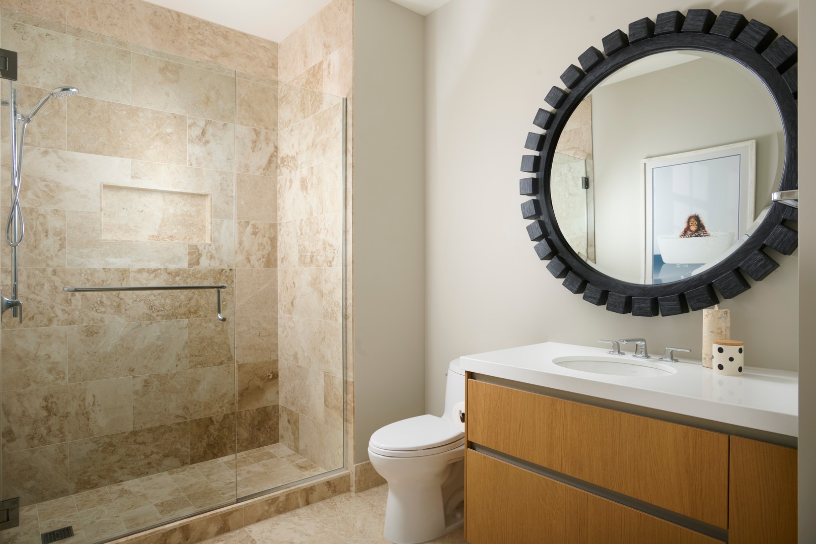 363 East Wacker Drive, Unit 6106 Chicago, IL 60601 - Photo 30 of 48 a bathroom with a sink a toilet and a mirror