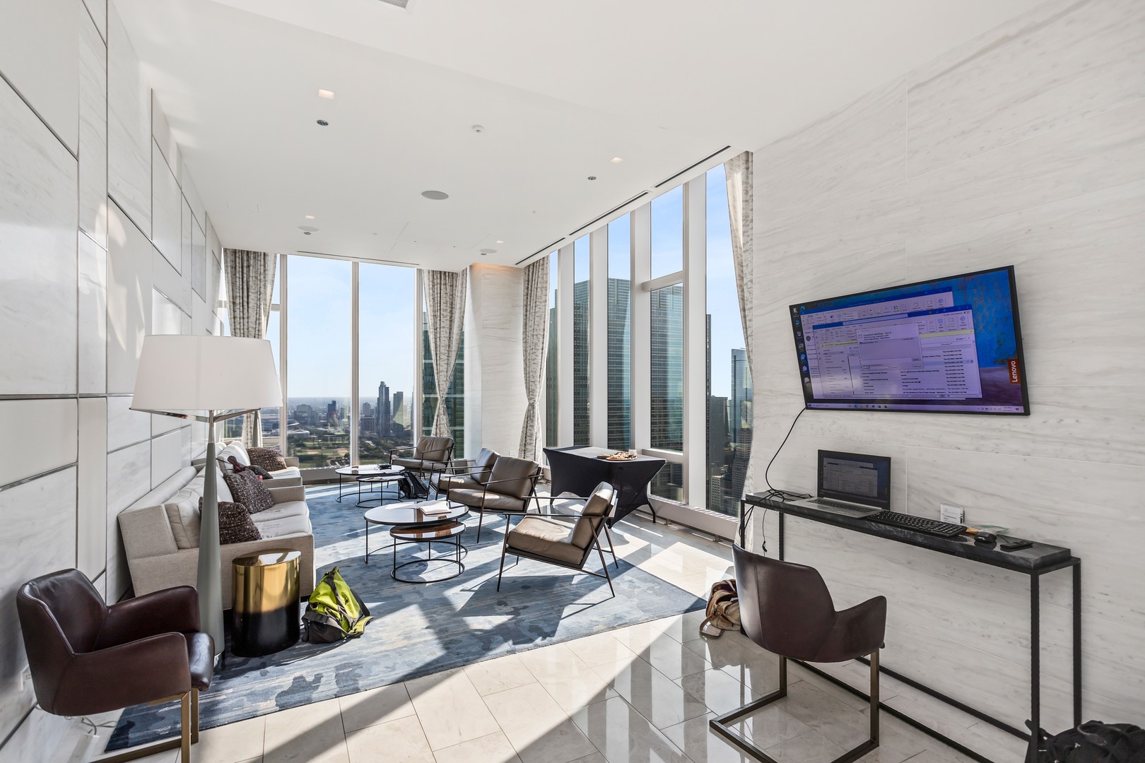 363 East Wacker Drive, Unit 6106 Chicago, IL 60601 - Photo 41 of 48 a living room with furniture and floor to ceiling windows