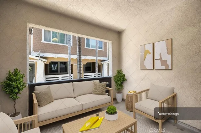 a living room with furniture and flowers