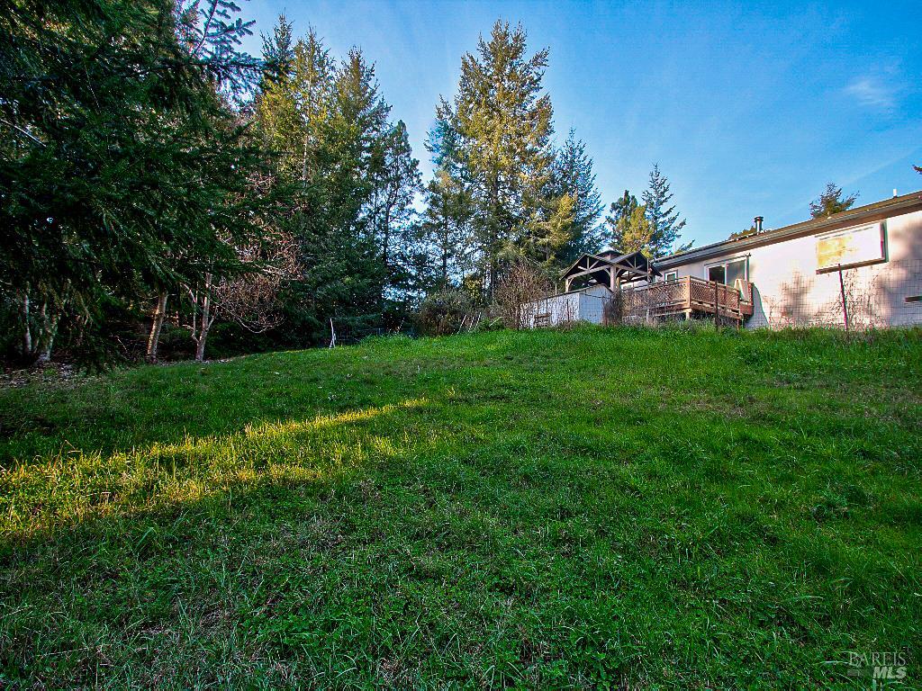 31191 Turner Road Fort Bragg, CA 95437 - Photo 35 of 36 a backyard of a house with lots of green space and fountain