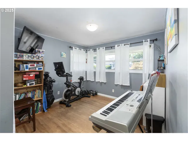 a view of a room with gym equipment