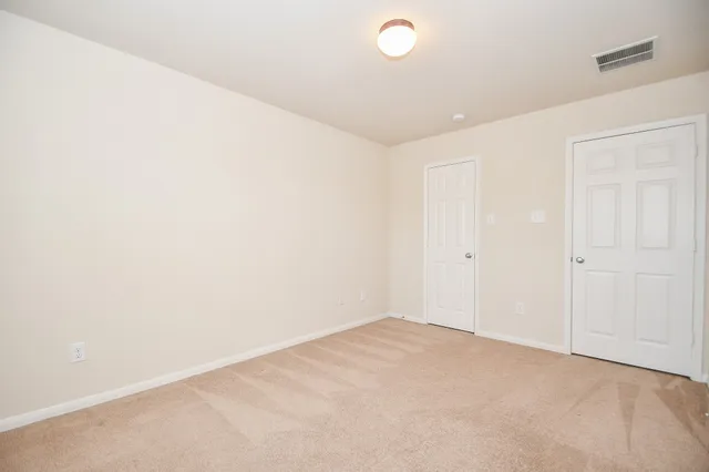 an empty room with a workbench