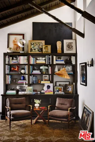 a work place with lots of books