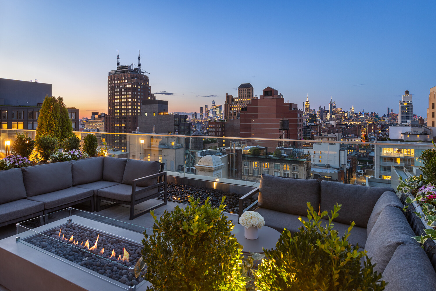 108 Leonard Street, Unit PHW Manhattan, NY 10013 - Photo 27 of 33 a view of a terrace with couches