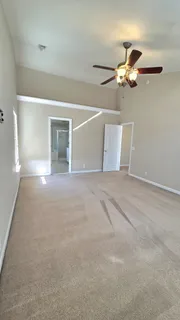 a view of an empty walk in closet