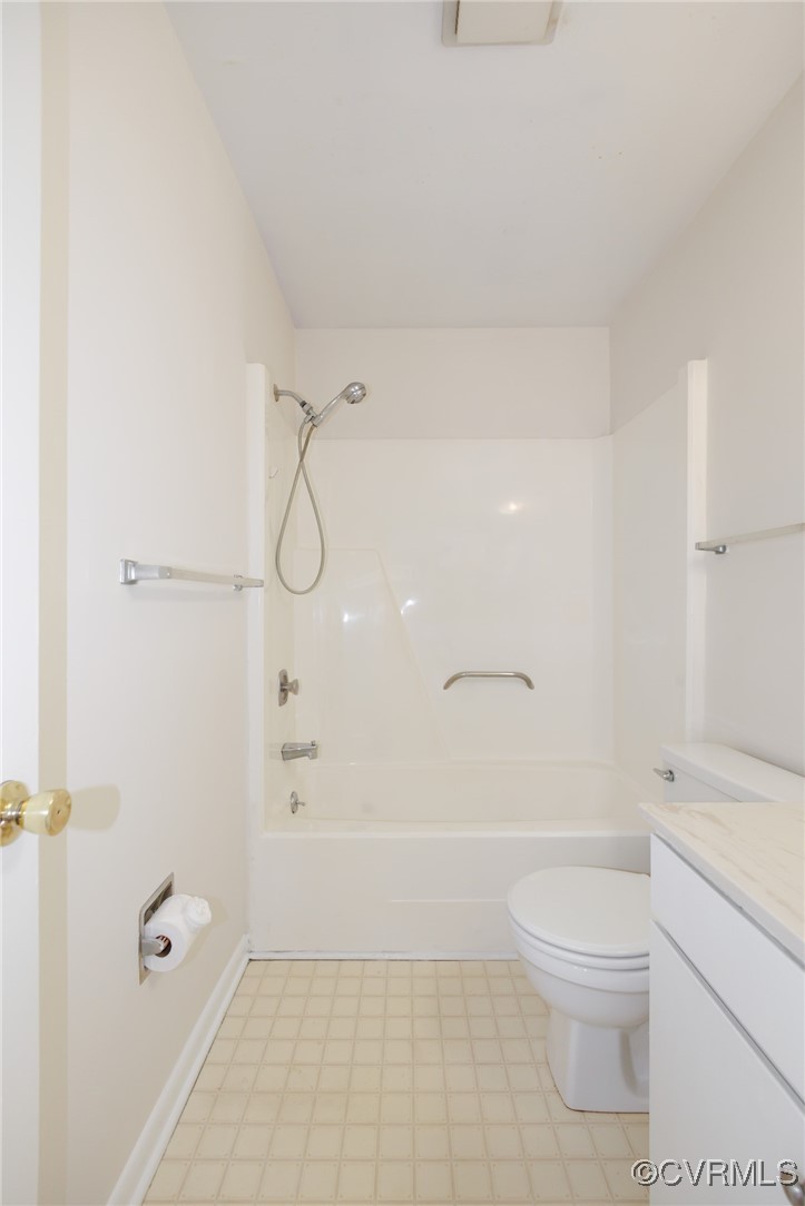 11808 North Briar Patch Drive Midlothian, VA 23113 - Photo 31 of 42 a bathroom with a granite countertop toilet a sink and shower