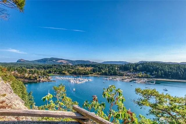 a view of a lake with a mountain view